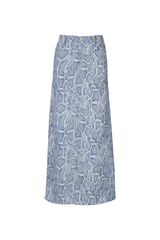 Ena Pelly Blue Snakeskin Panelled Midi Skirt Blue Snakeskin