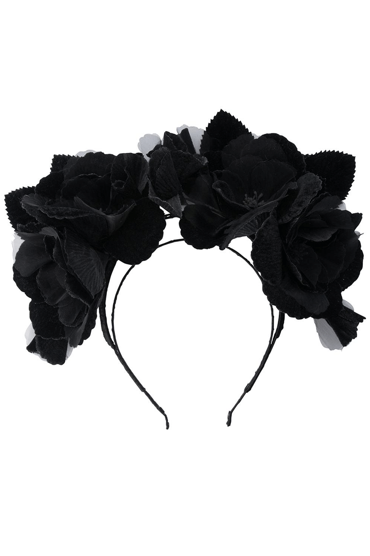 Olga Berg Duchess Velvet & Organza Headband Black