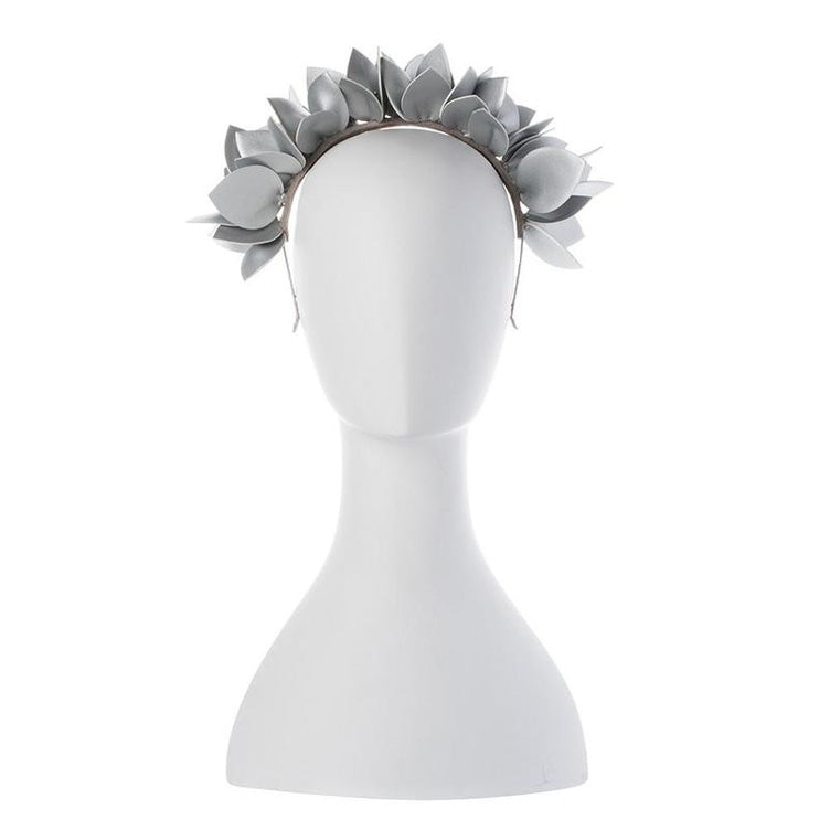 Jess Floral Headband Silver Front View