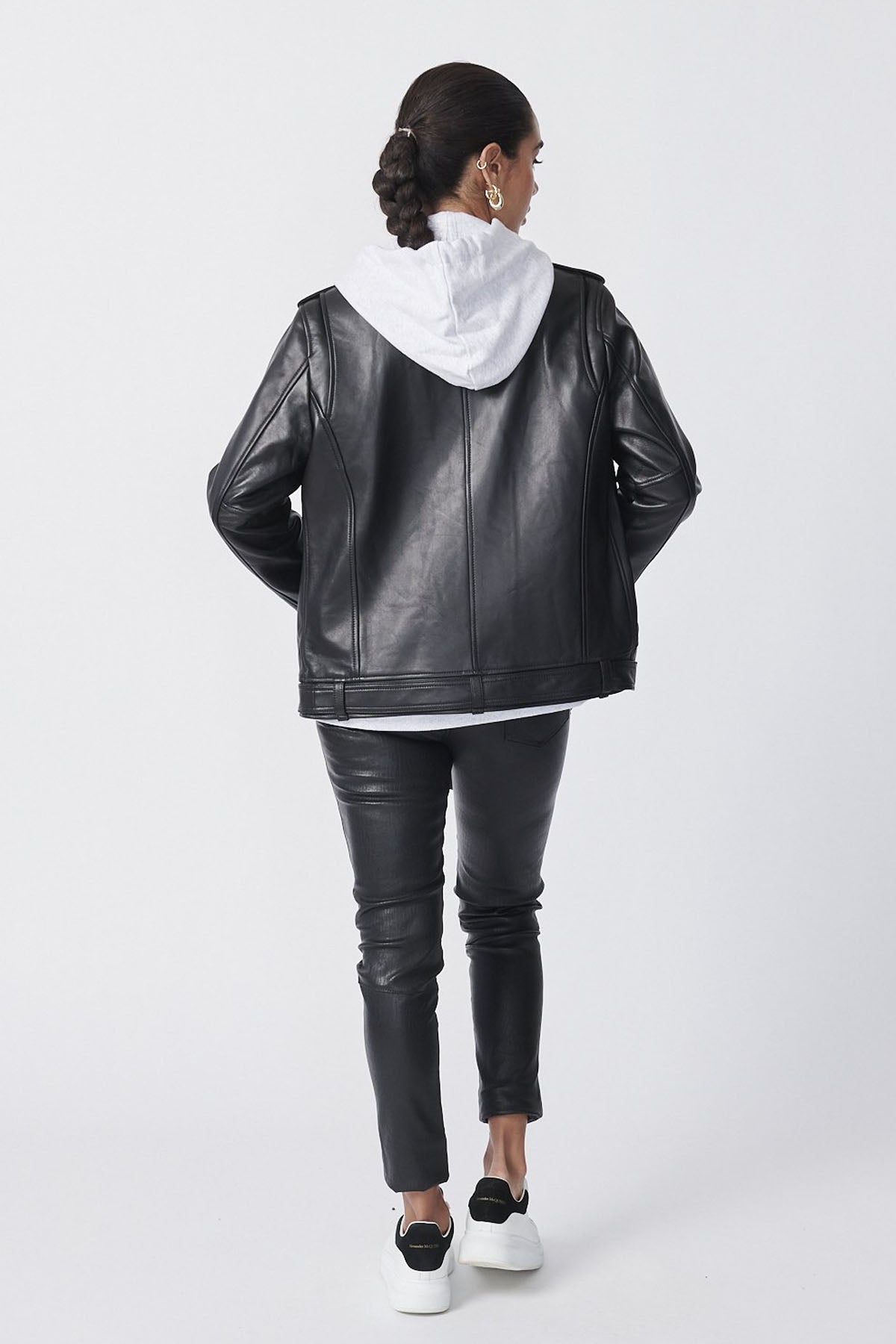 Ena Pelly Oversized New Yorker Biker Jacket Black/White